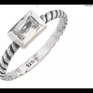 SILPADA BELLE FLEUR RECTANGULAR CZ RING. R2462. SIZE 6